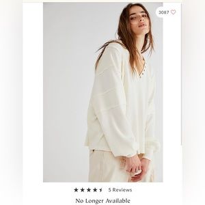 Free People Callisto Henley. Size XSmall. Ivory. EUC